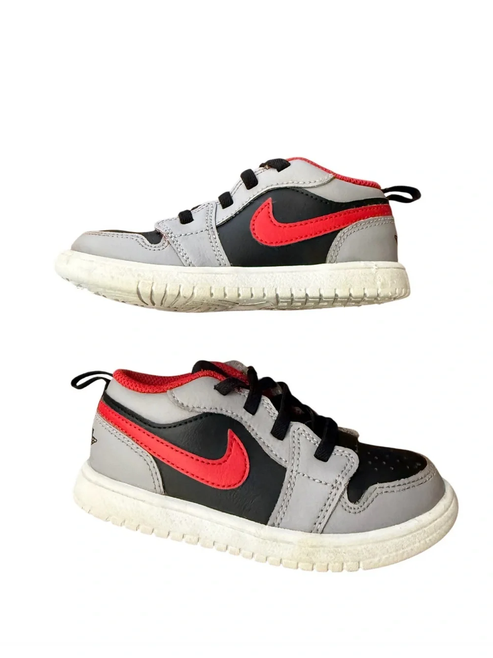 Air Jordan 1 Low Flyer Kids Sneakers in Black/Cement & Red-Size 9C